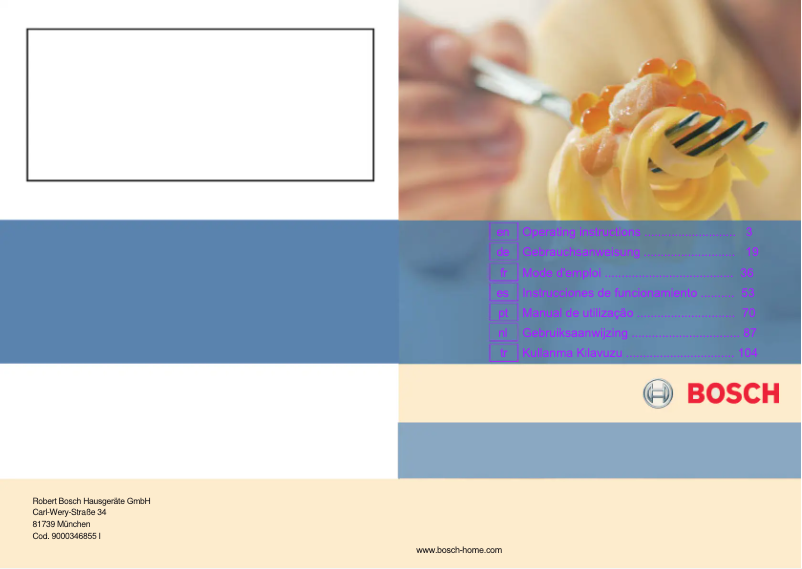 Page 1 de la notice Manuel utilisateur Bosch PRP626B90E