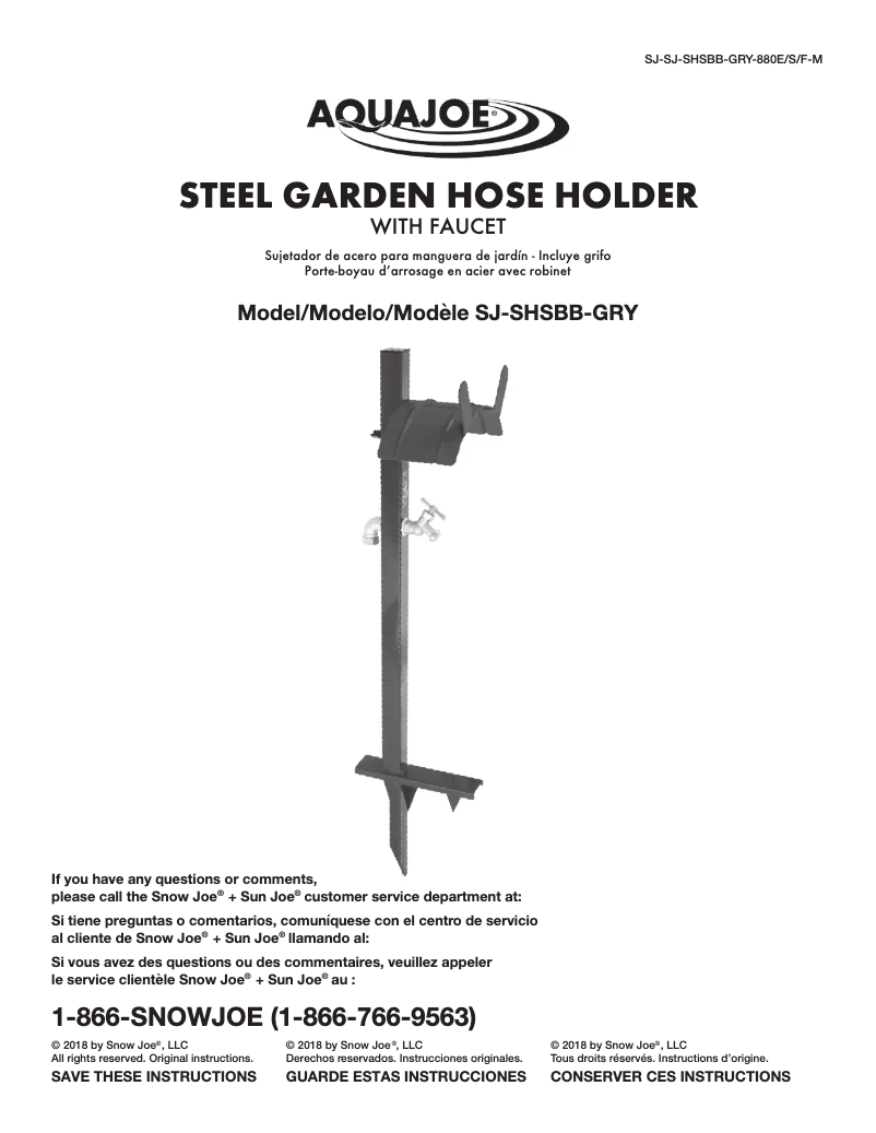 Page 1 de la notice Manuel utilisateur Aqua Joe SJ-SHSBB-GRY