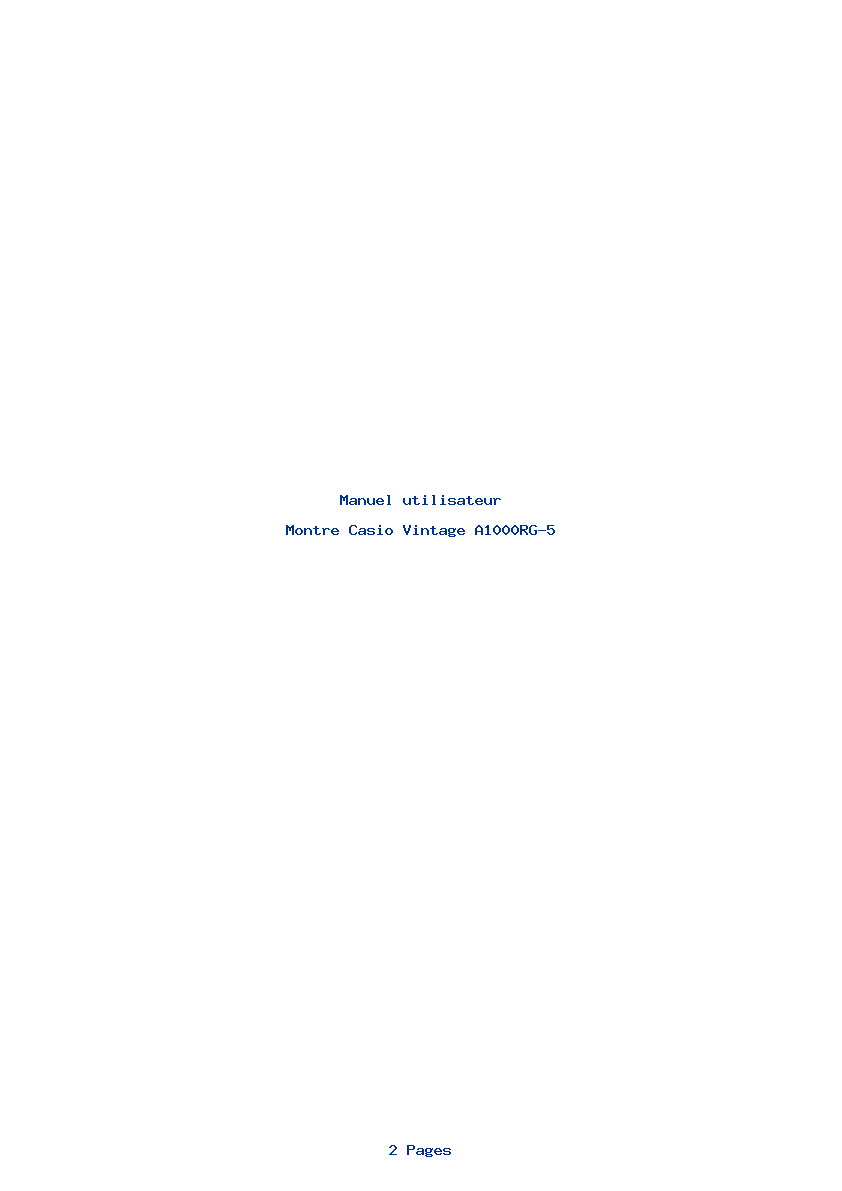 Page 1 de la notice Manuel utilisateur Casio Vintage A1000RG-5
