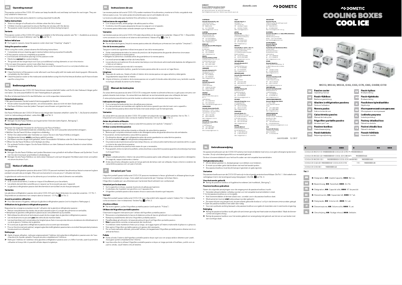 Page 1 de la notice Manuel utilisateur Waeco Dometic Cool-Ice WCI 33