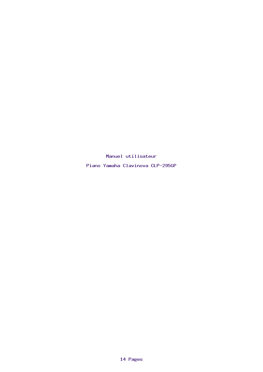 Page 1 de la notice Manuel utilisateur Yamaha Clavinova CLP-295GP