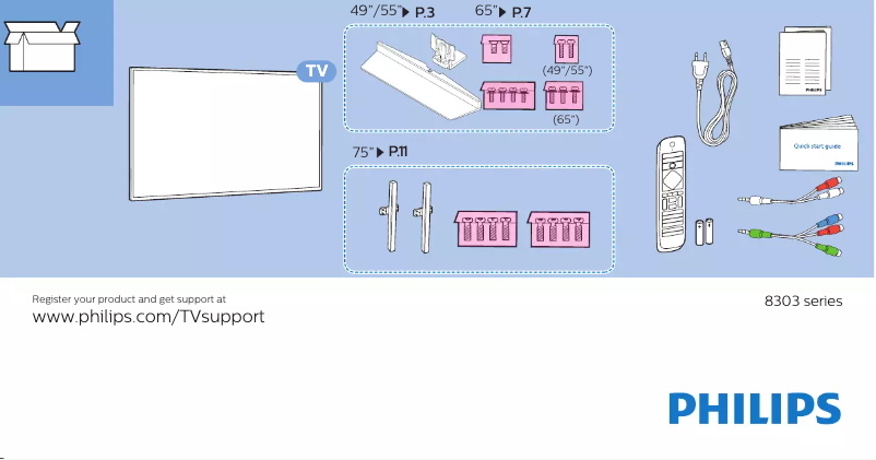 Page 1 of the manual Quick Start Guide Philips 55PUS8303