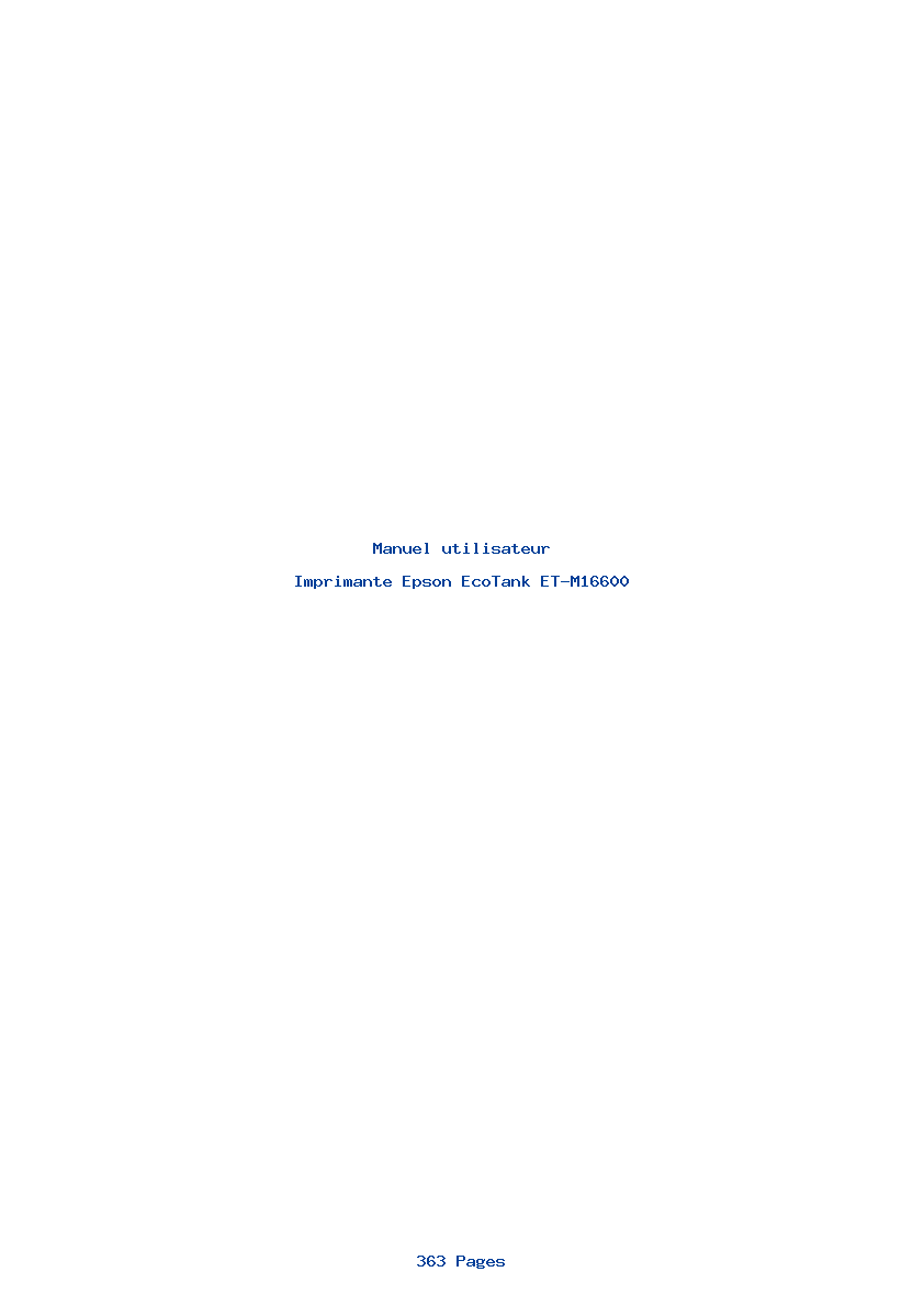 Page 1 de la notice Manuel utilisateur Epson EcoTank ET-M16600