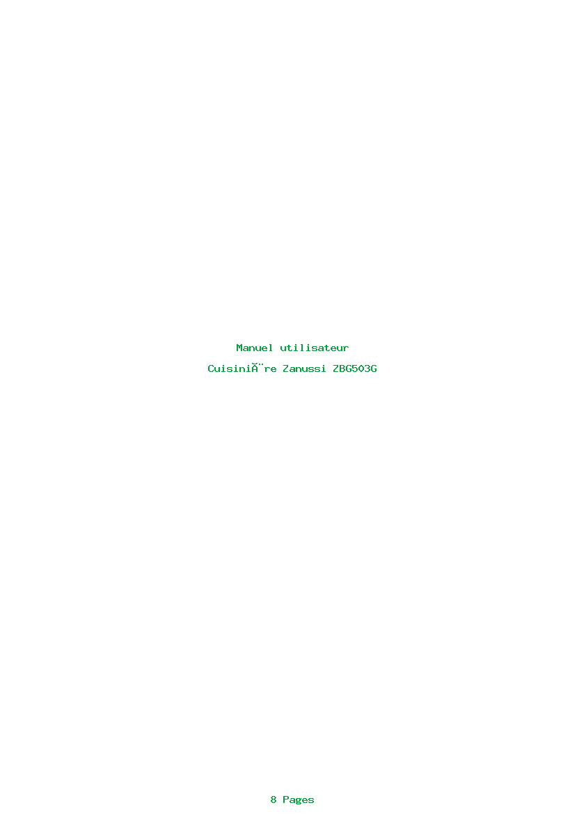 Page 1 de la notice Manuel utilisateur Zanussi ZBG503G