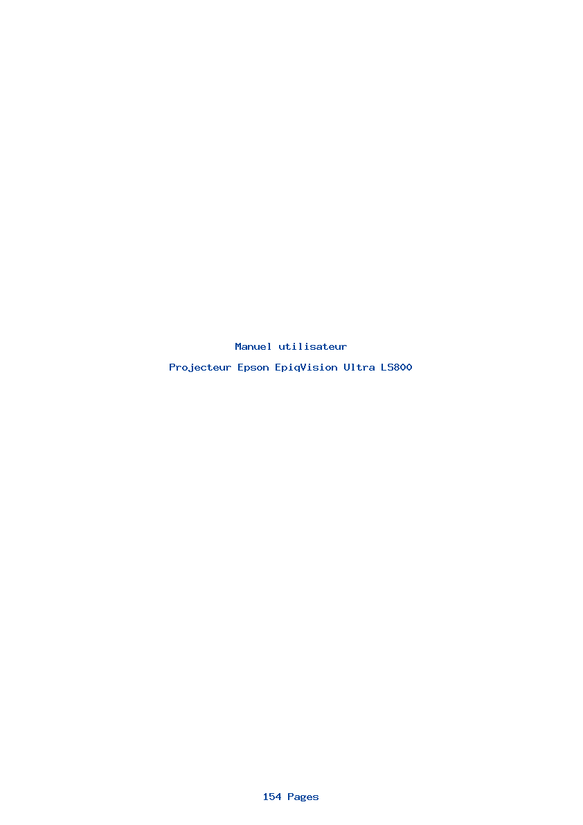 Page 1 de la notice Manuel utilisateur Epson EpiqVision Ultra LS800