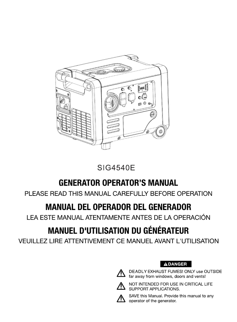 Page 1 de la notice Manuel utilisateur Simpson SIG4540E