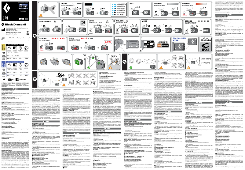 Page 1 de la notice Manuel utilisateur Black Diamond Spot 400