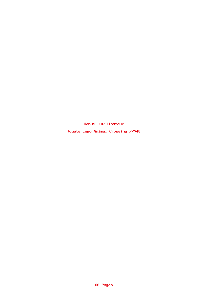 Page 1 de la notice Manuel utilisateur Lego Animal Crossing 77048