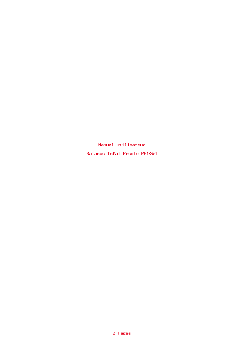 Page 1 de la notice Manuel utilisateur Tefal Premio PP1054