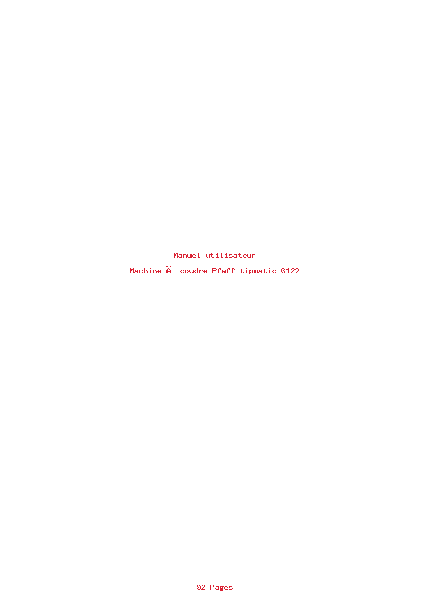 Page 1 de la notice Manuel utilisateur Pfaff tipmatic 6122