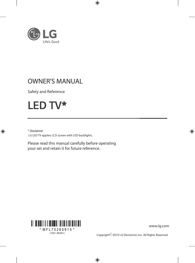 Page 1 de la notice Manuel utilisateur LG 50UM7700PTA
