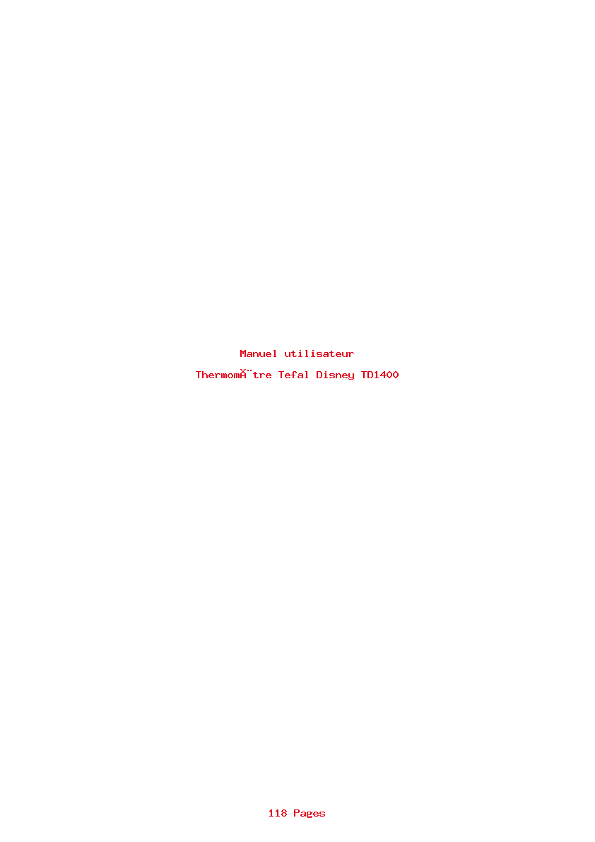 Page 1 de la notice Manuel utilisateur Tefal Disney TD1400