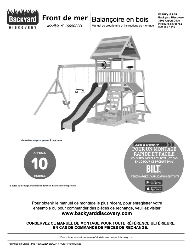 Página 1 del manual Manual de usuario Backyard Discovery Beach Front
