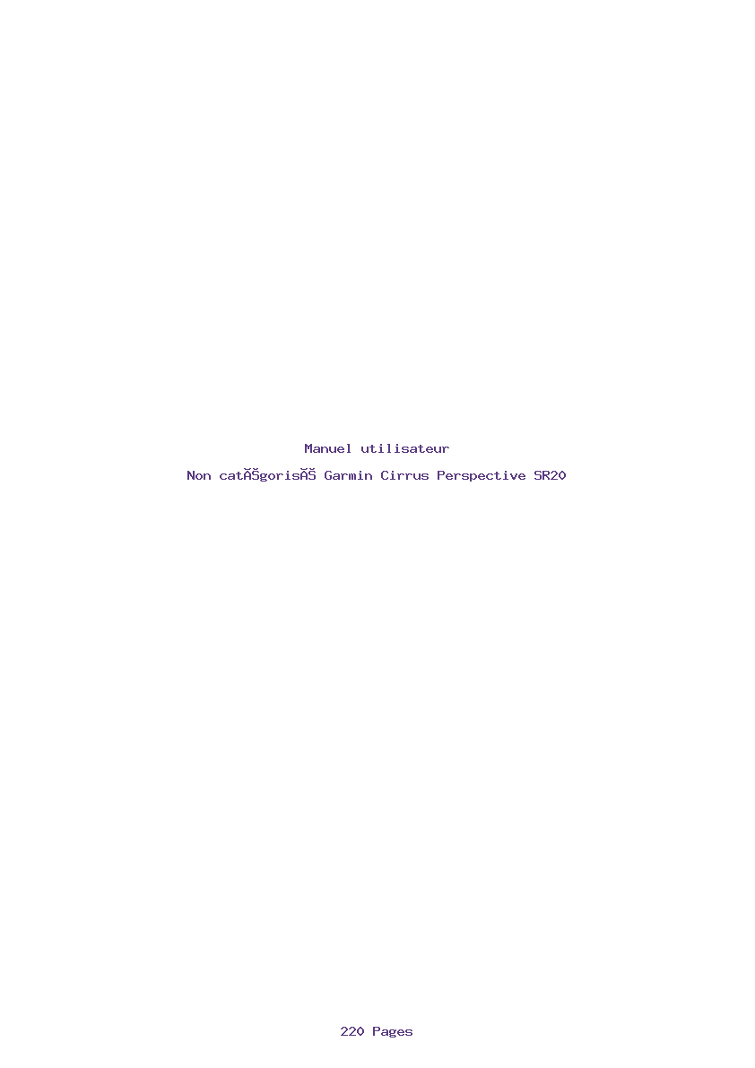 Page 1 de la notice Manuel utilisateur Garmin Cirrus Perspective SR20