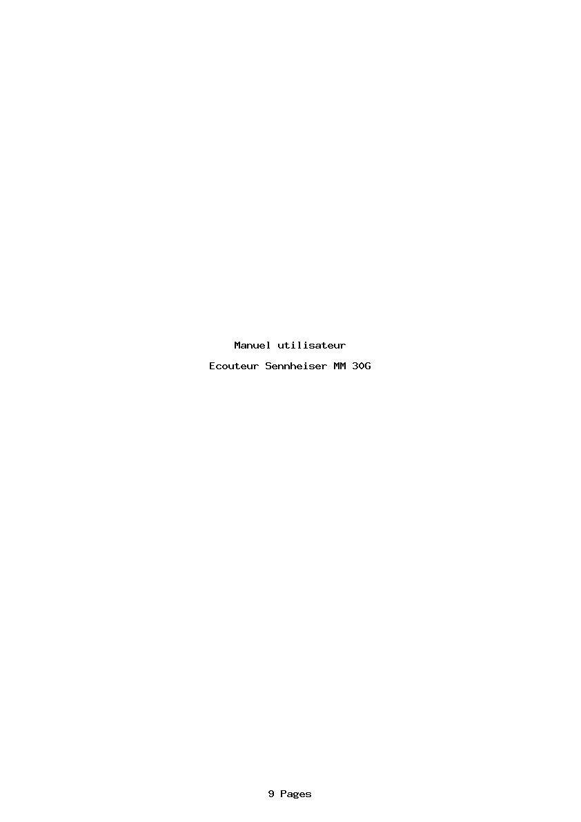 Page 1 de la notice Manuel utilisateur Sennheiser MM 30G