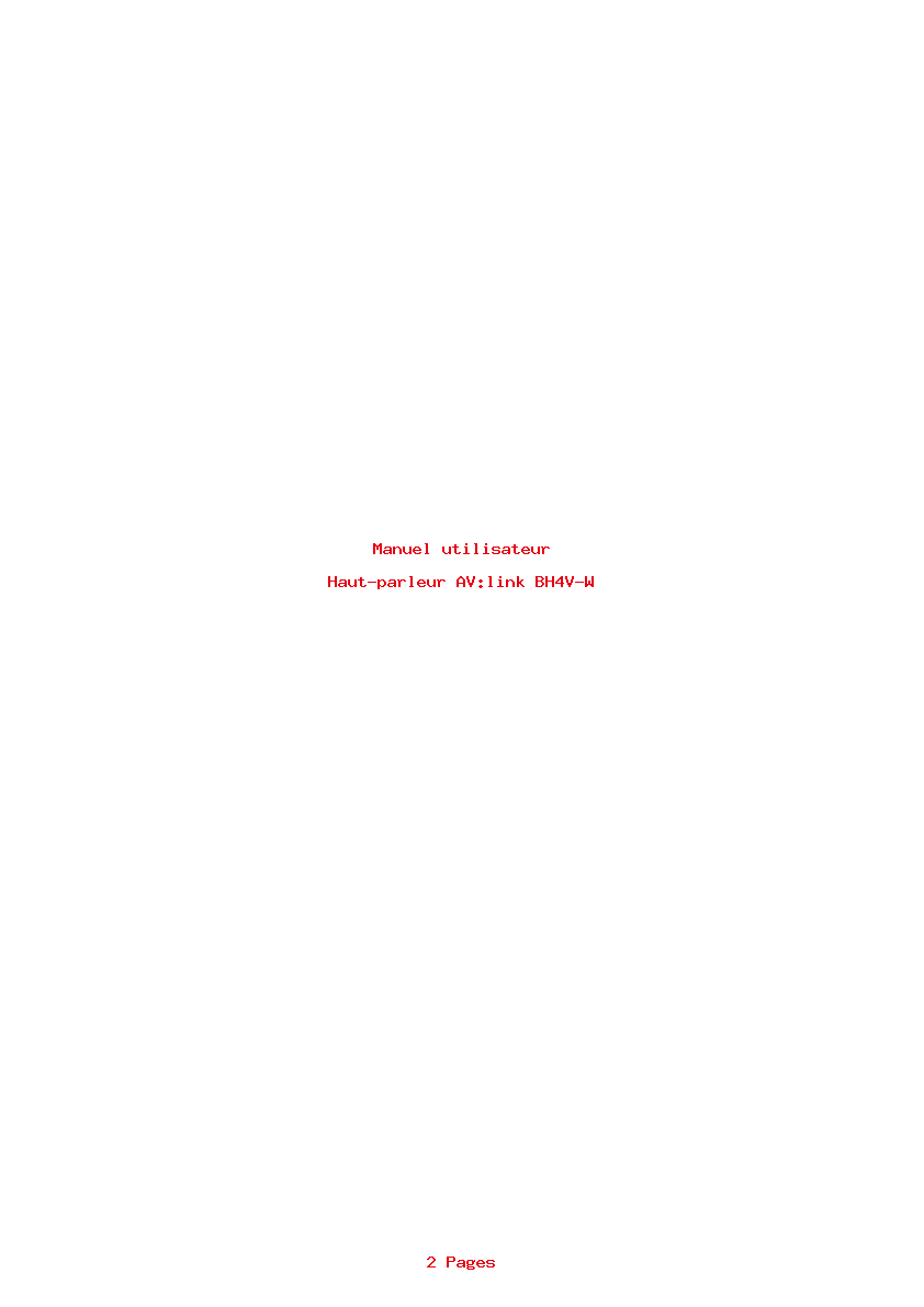 Page 1 de la notice Manuel utilisateur AV:link BH4V-W