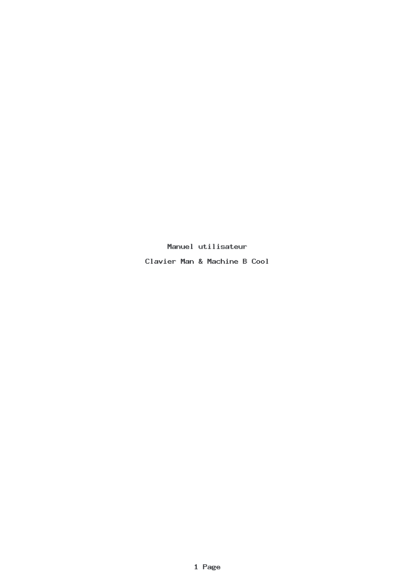 Page 1 de la notice Manuel utilisateur Man & Machine B Cool
