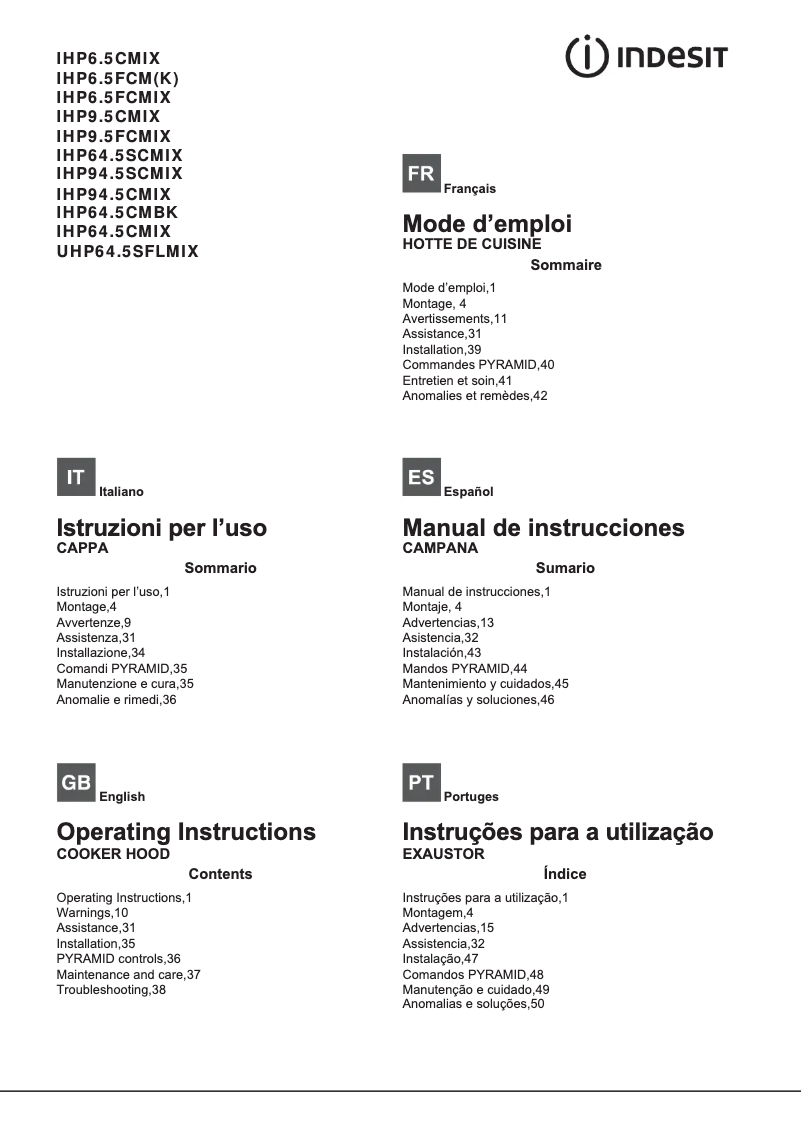 Image de la première page du manuel de l'appareil IHP 6.5F C M IX