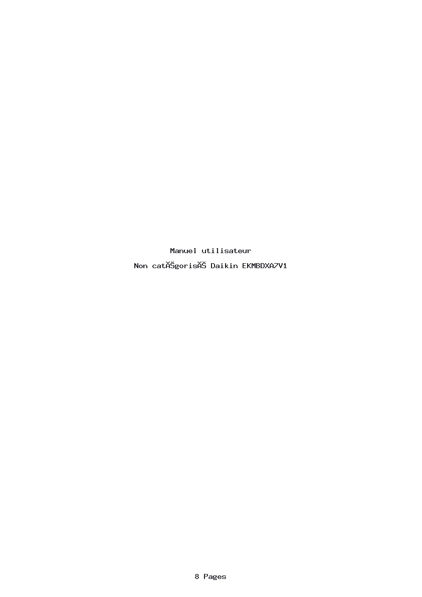 Page 1 de la notice Manuel utilisateur Daikin EKMBDXA7V1