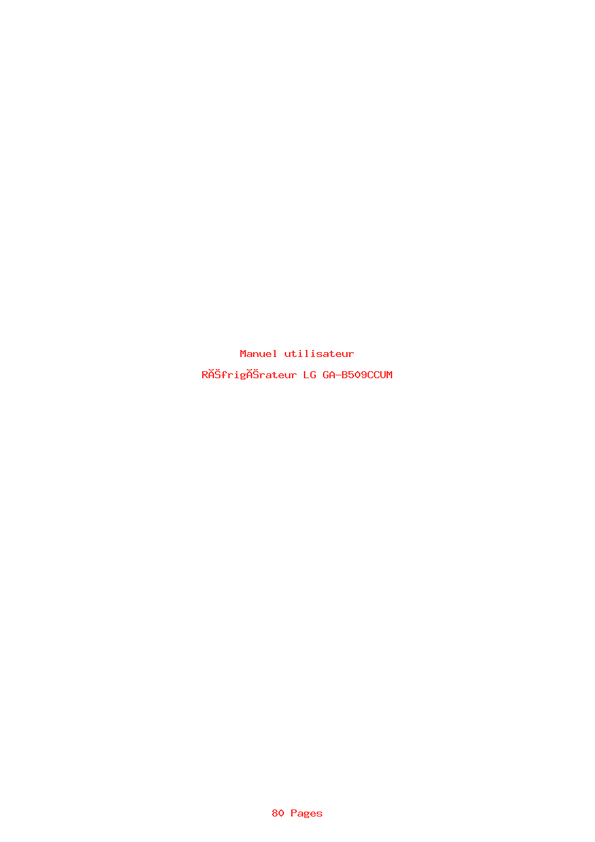Page 1 de la notice Manuel utilisateur LG GA-B509CCUM