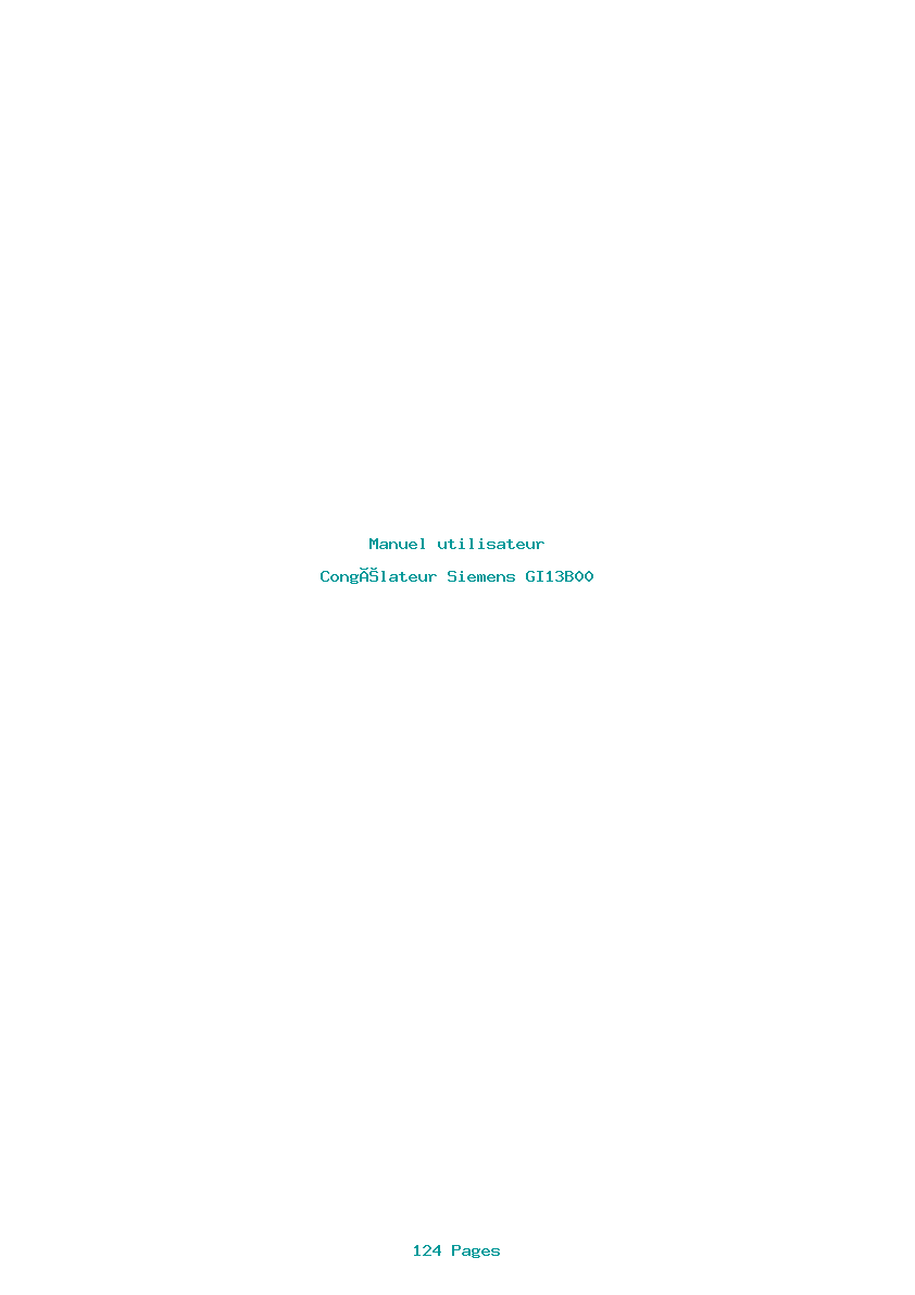 Page 1 de la notice Manuel utilisateur Siemens GI13B00