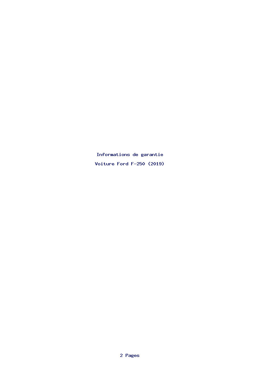 Page 1 de la notice Informations de garantie Ford F-250 (2019)