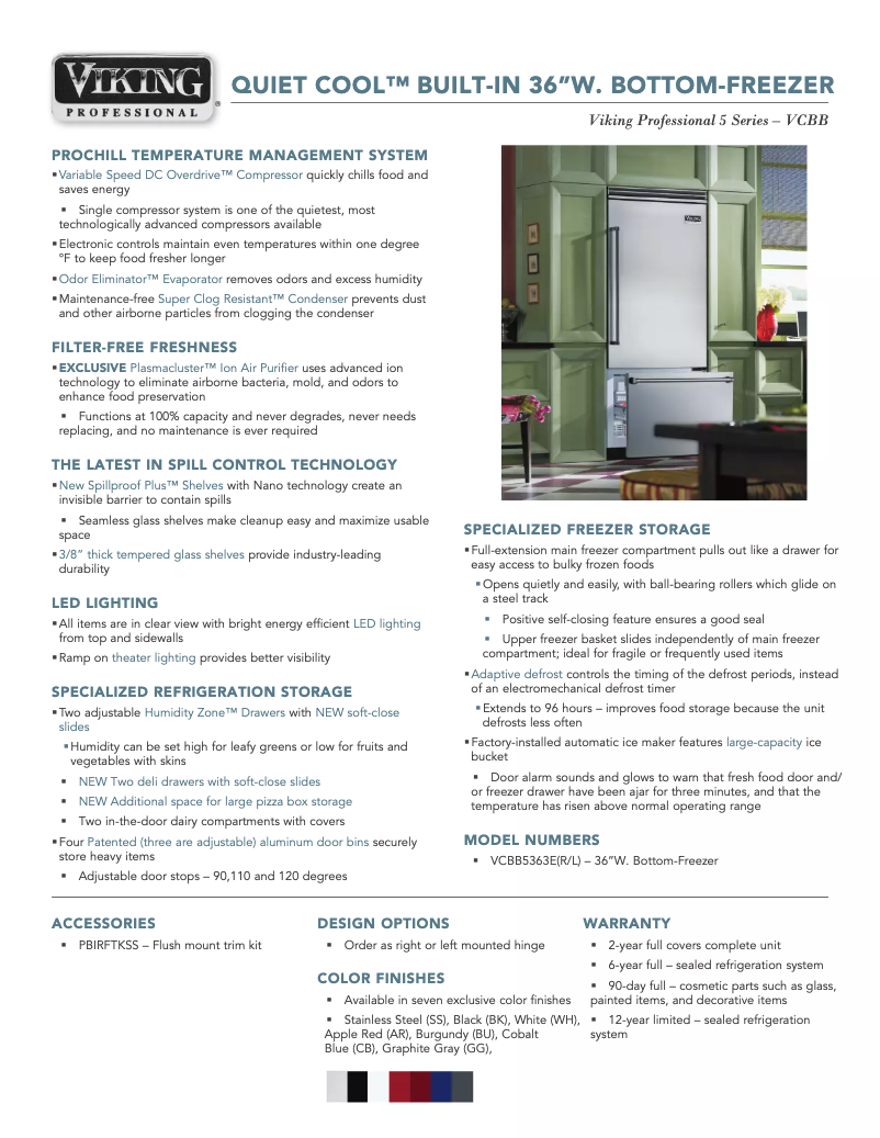 Page 1 of the manual Technical Sheet Viking VCBB5363ERAR