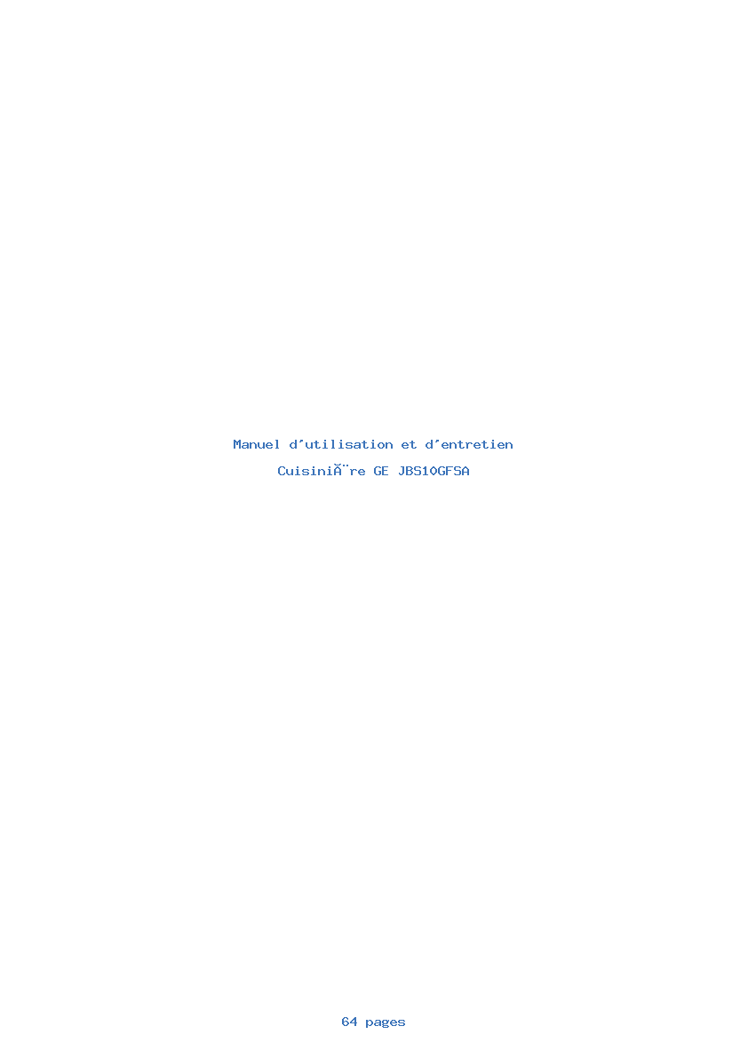Page 1 de la notice Manuel d'utilisation et d'entretien GE JBS10GFSA