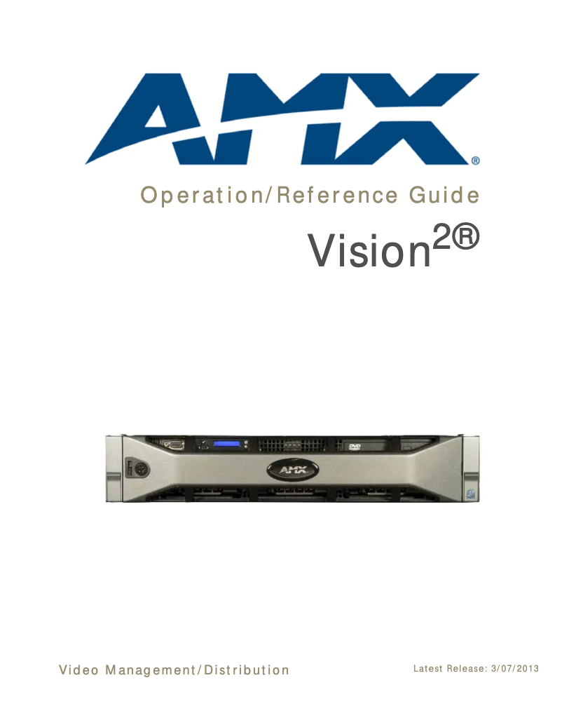Page 1 de la notice Manuel utilisateur AMX Vision² Master 12TB
