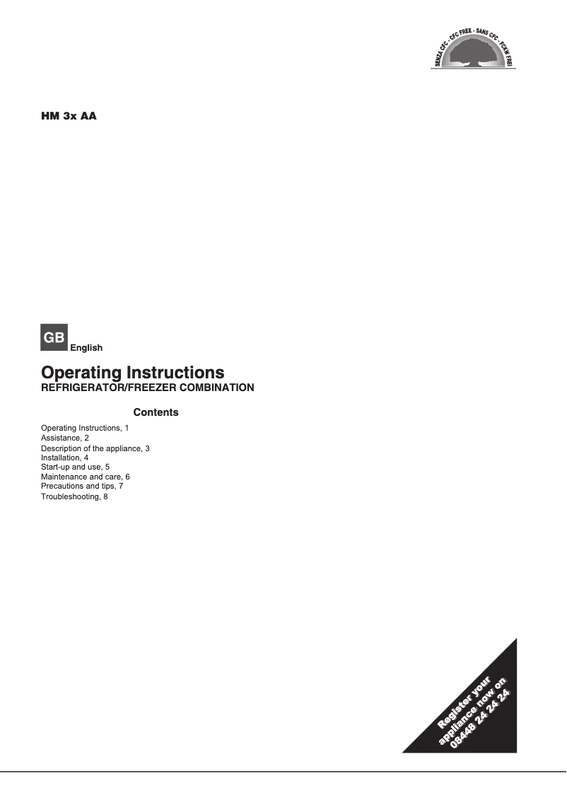 Page 1 de la notice Manuel utilisateur Hotpoint HM31AA