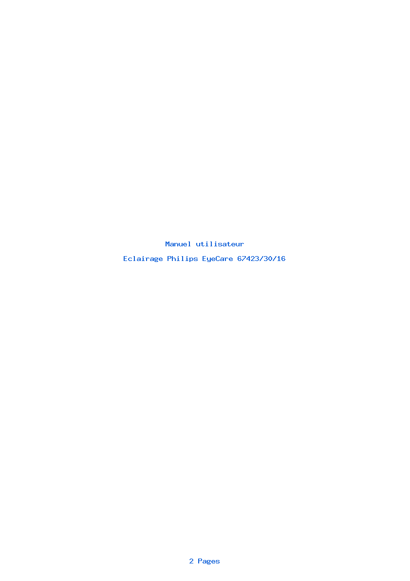 Page 1 de la notice Manuel utilisateur Philips EyeCare 67423/30/16