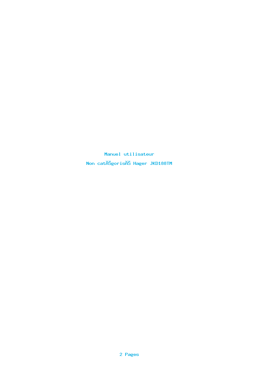 Page 1 de la notice Manuel utilisateur Hager JKD188TM