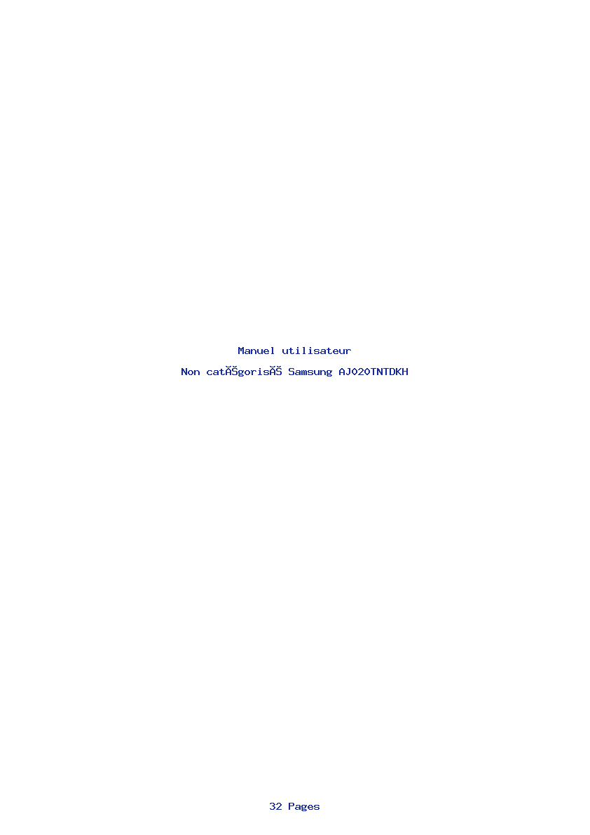 Page 1 de la notice Manuel utilisateur Samsung AJ020TNTDKH