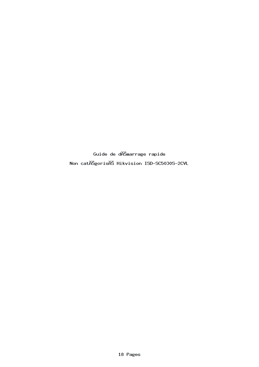 Page 1 de la notice Guide de démarrage rapide Hikvision ISD-SC5030S-2CVL