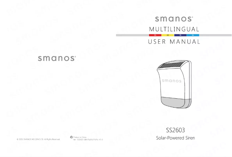 Page 1 de la notice Manuel utilisateur smanos SS2603