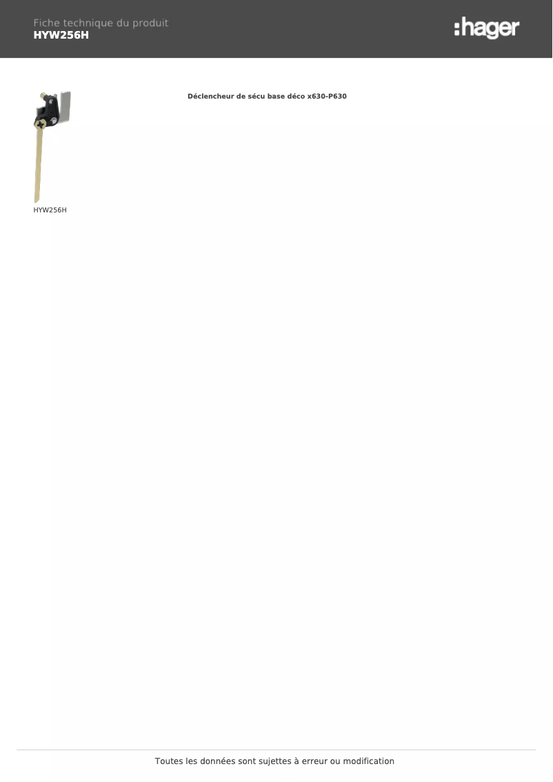 Página 1 del manual Ficha técnica Hager HYW256H