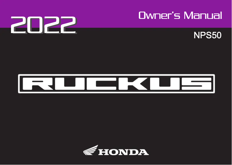 Page 1 de la notice Manuel utilisateur Honda Ruckus NPS50 (2022)