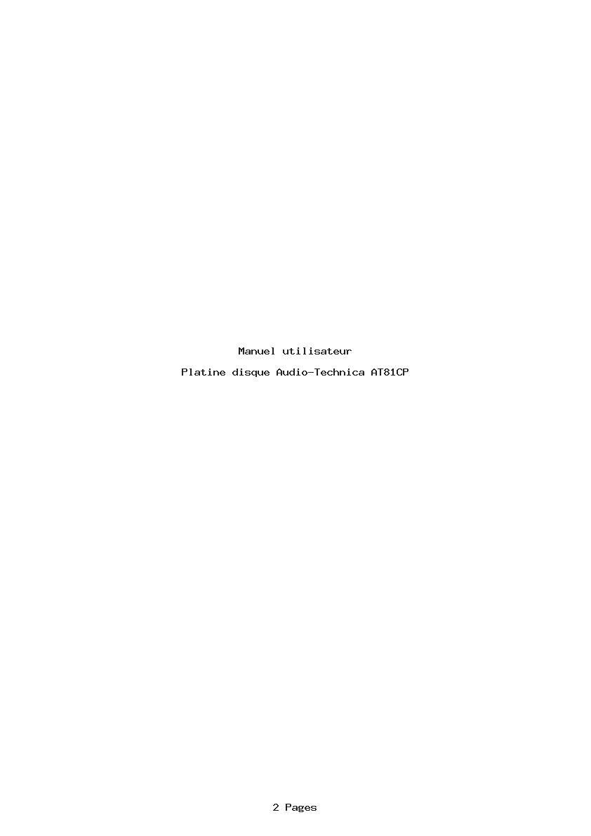 Page 1 de la notice Manuel utilisateur Audio-Technica AT81CP