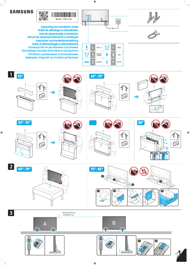 Página 1 del manual Guía de instalación Samsung TQ43Q68DAU