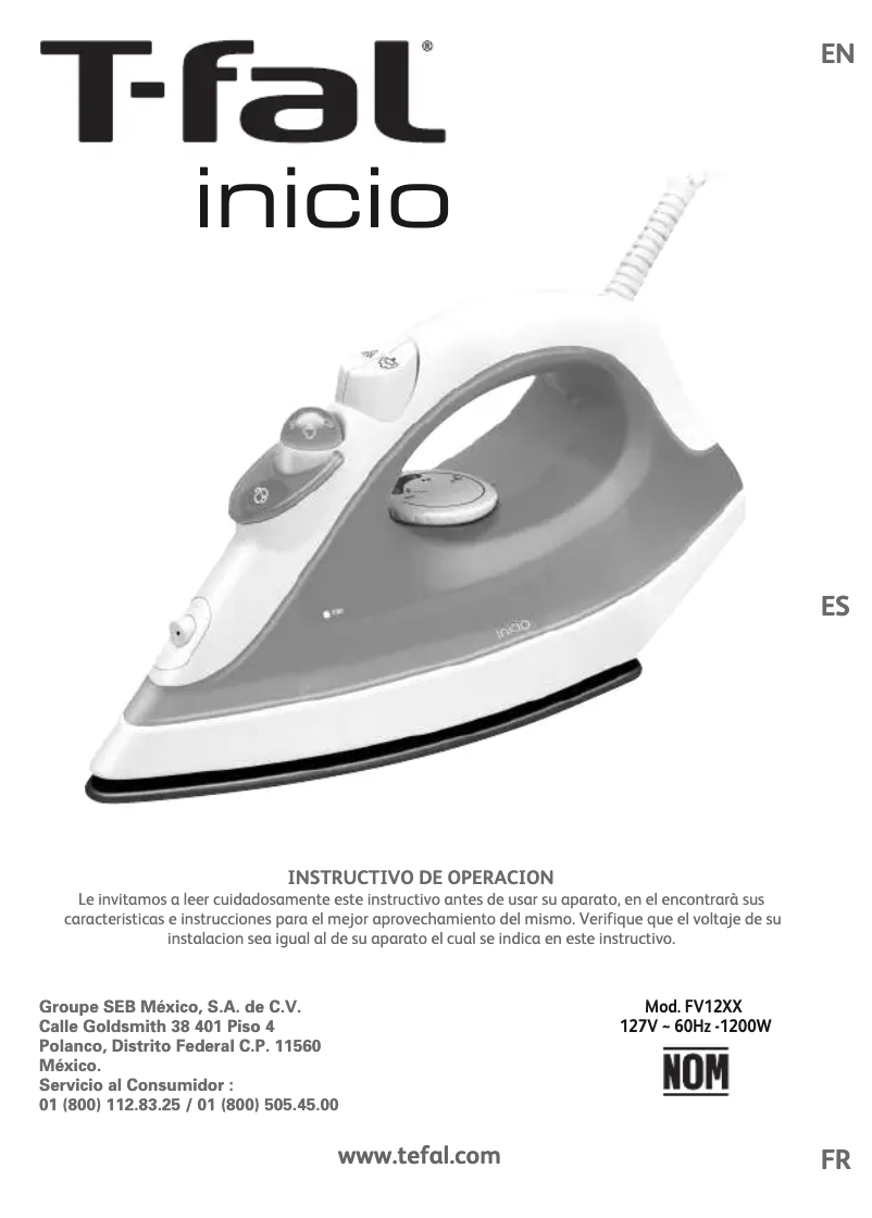 Página 1 del manual Manual de usuario Tefal Inicio FV1220