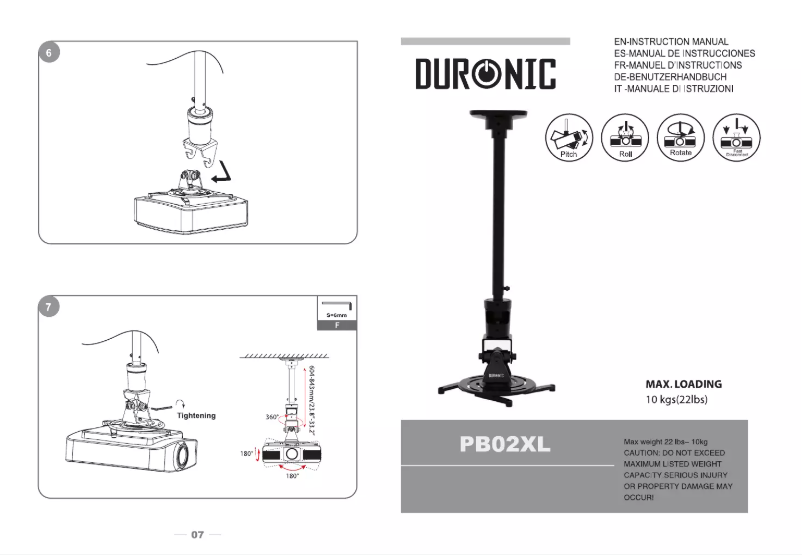 Page 1 de la notice Manuel utilisateur Duronic PB02XL