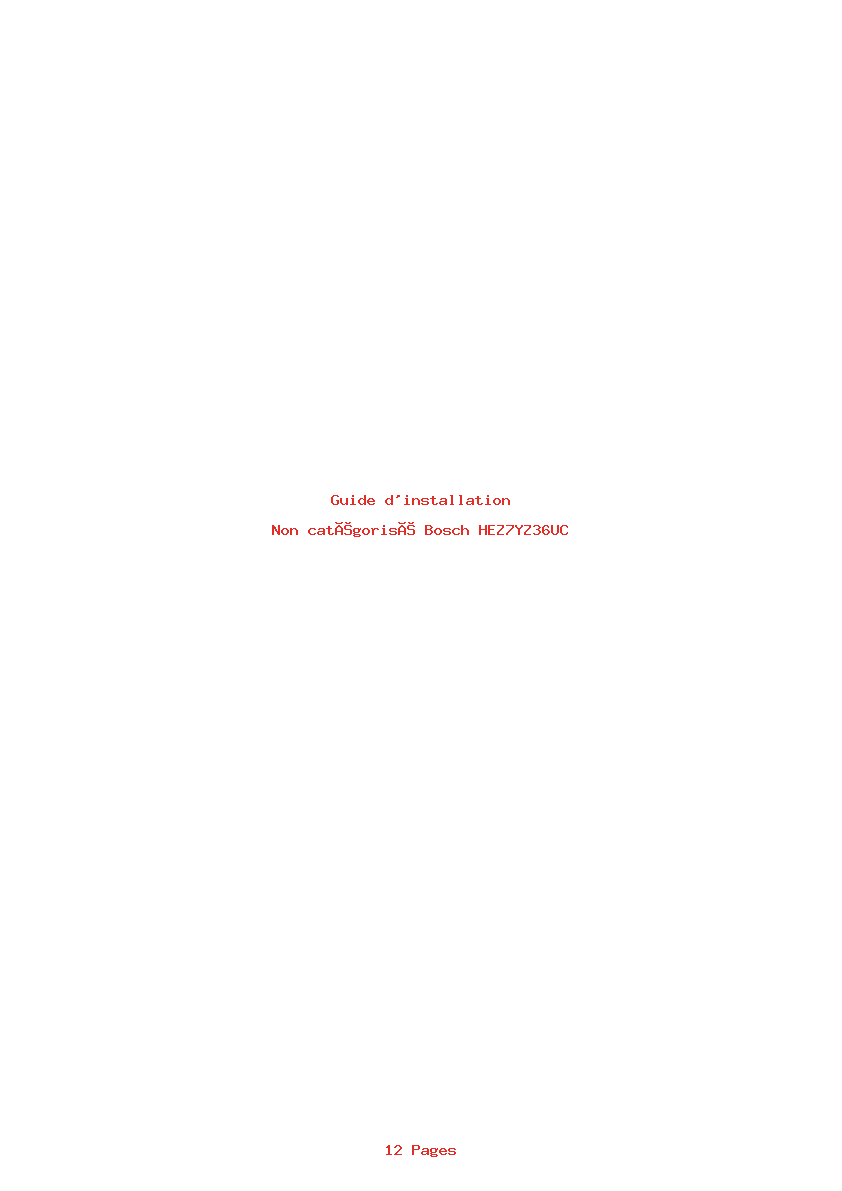 Page 1 de la notice Guide d'installation Bosch HEZ7YZ36UC