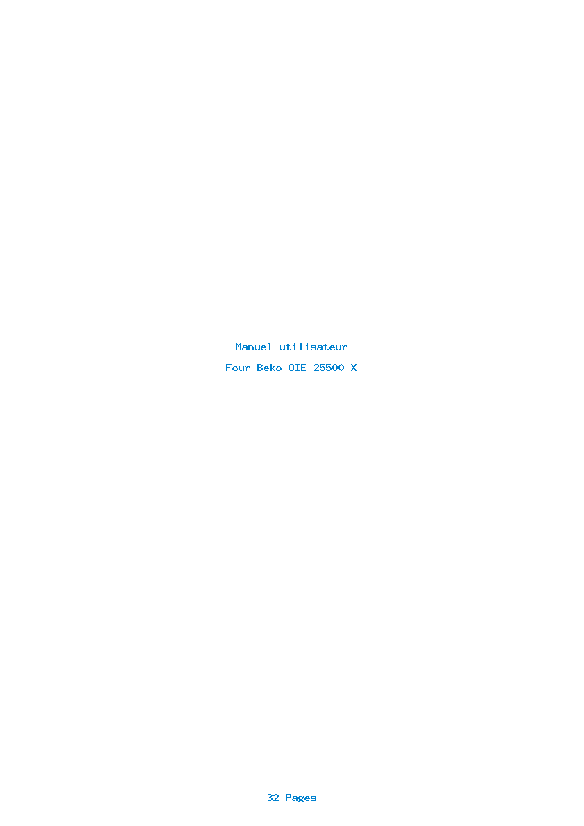 Page 1 de la notice Manuel utilisateur Beko OIE 25500 X