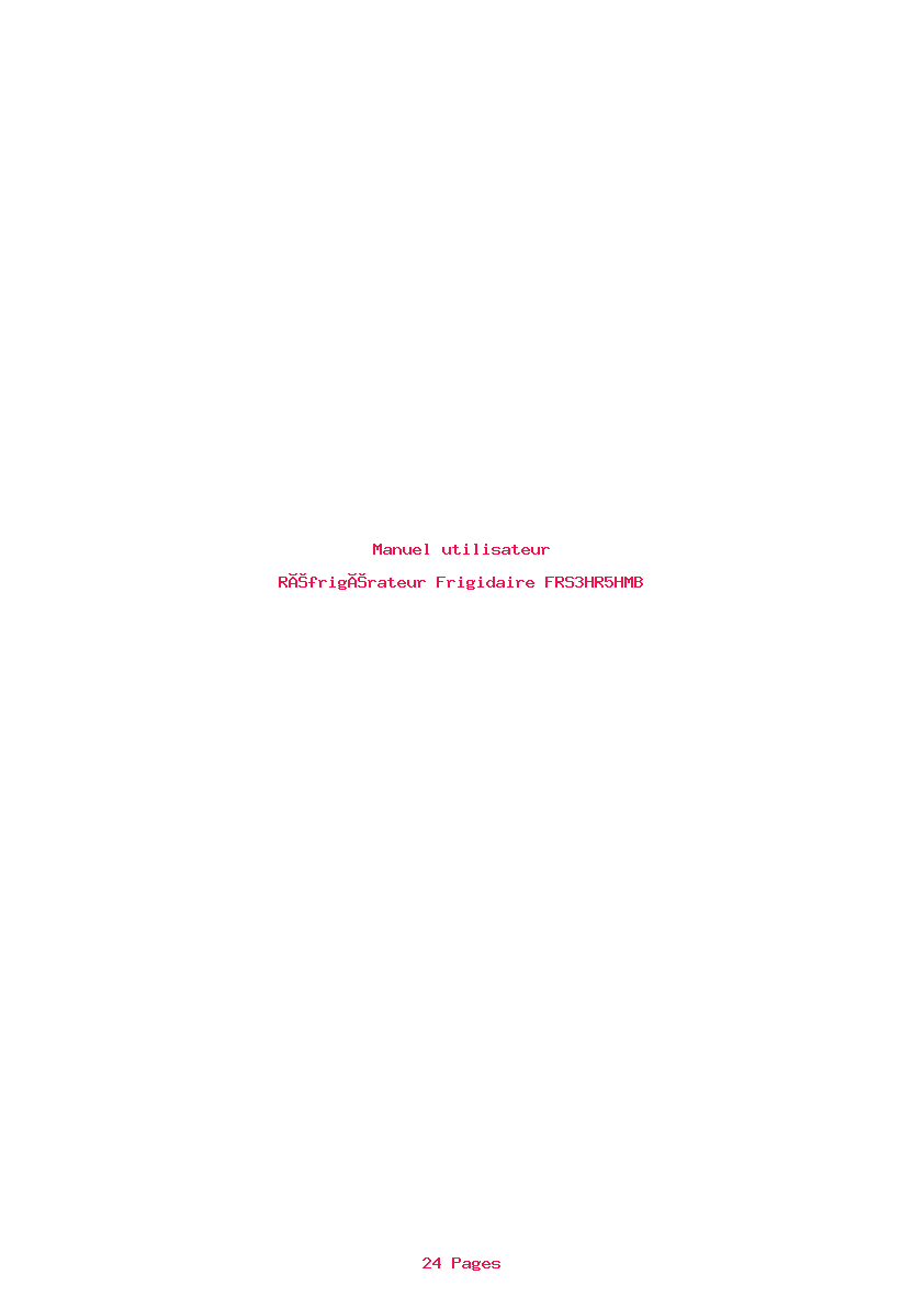 Page 1 de la notice Manuel utilisateur Frigidaire FRS3HR5HMB