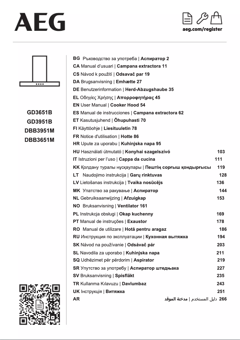 Page 1 de la notice Manuel utilisateur AEG GD3951B