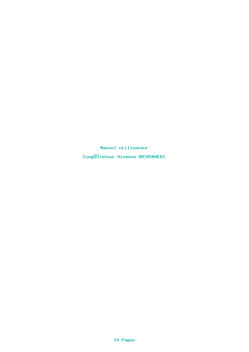 Page 1 de la notice Manuel utilisateur Hisense RB385N4EB1