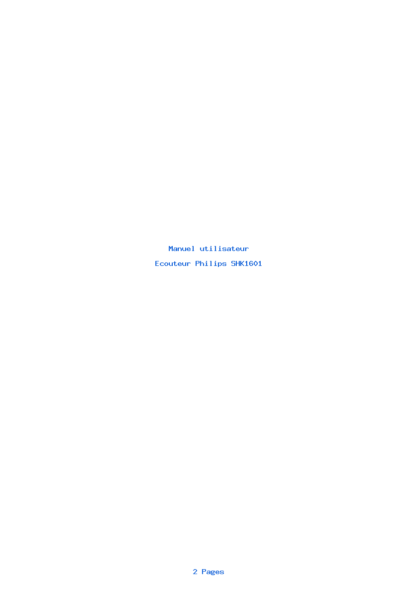 Page 1 de la notice Manuel utilisateur Philips SHK1601
