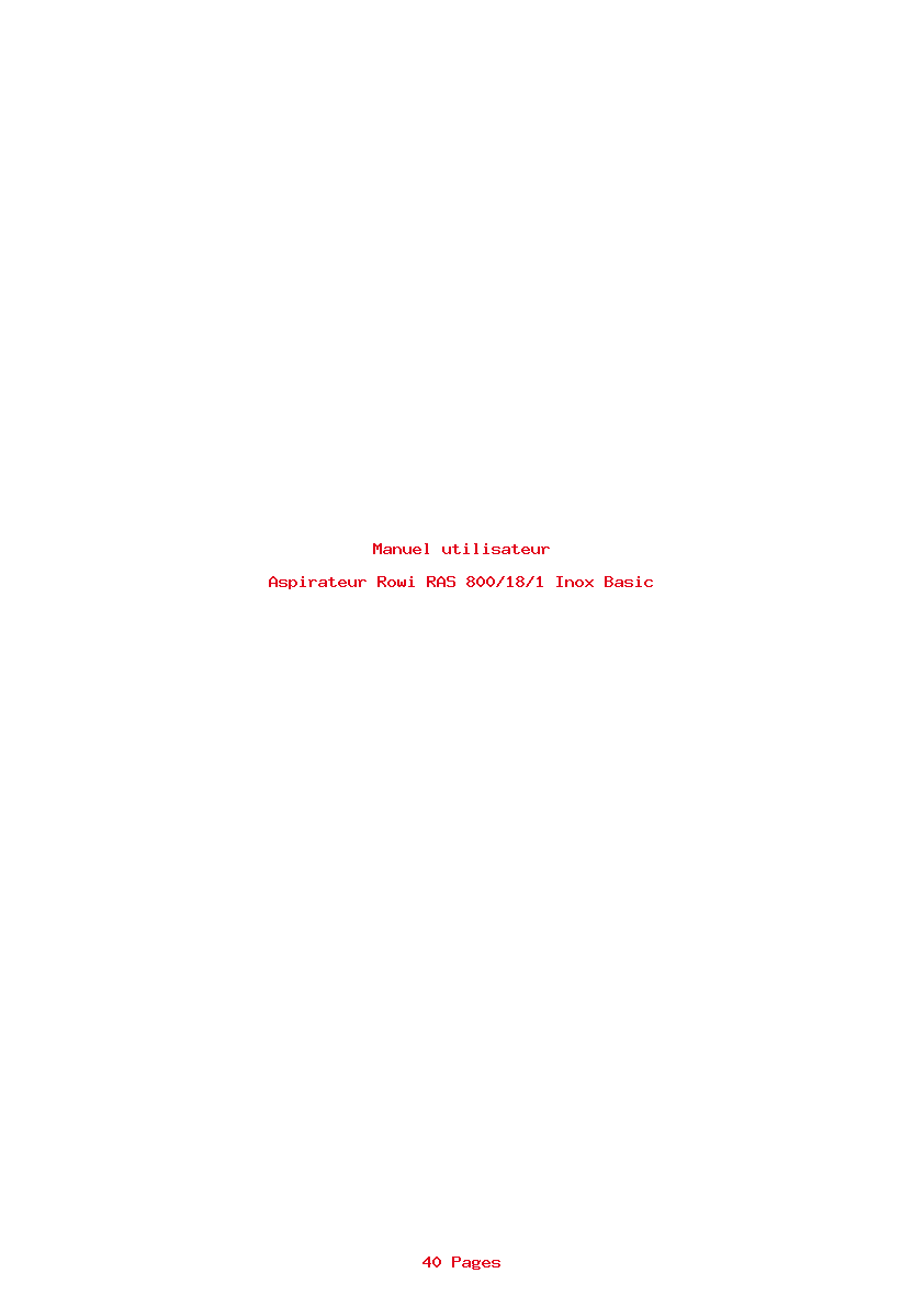 Page 1 de la notice Manuel utilisateur Rowi RAS 800/18/1 Inox Basic