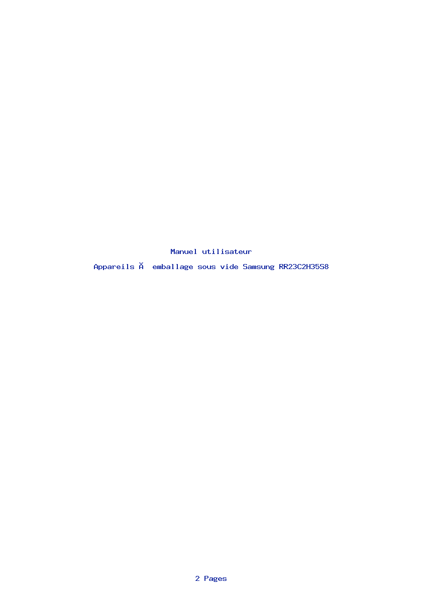 Page 1 de la notice Manuel utilisateur Samsung RR23C2H35S8