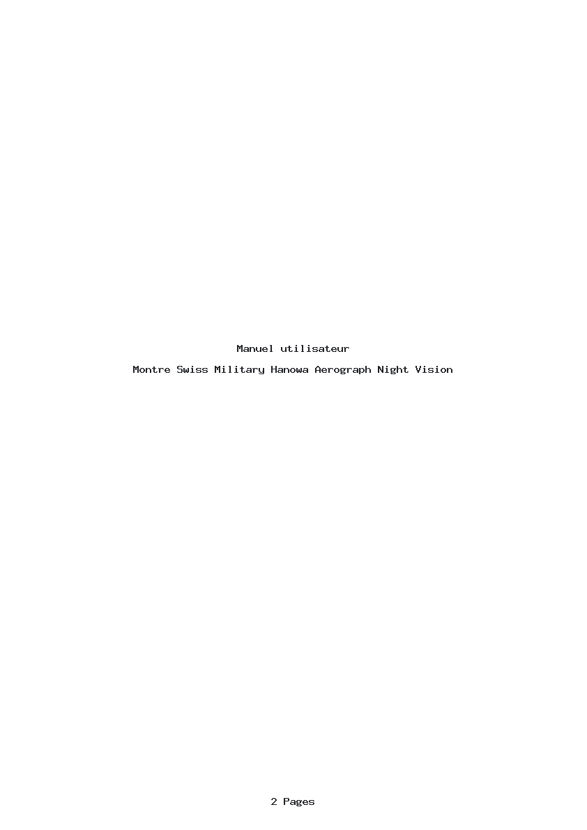 Page 1 de la notice Manuel utilisateur Swiss Military Hanowa Aerograph Night Vision